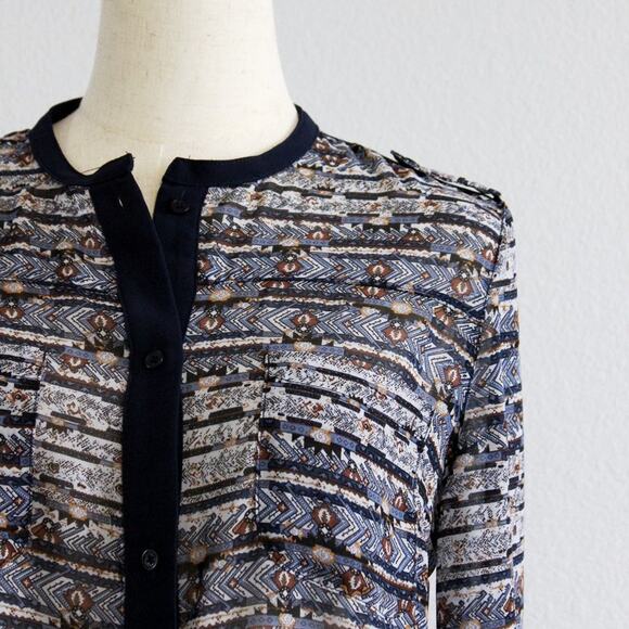 Dani Collection Colorful Patterned Blouse Top Size Medium Long/Short Sleeve - Picture 3 of 8